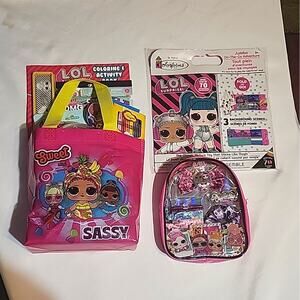 LOL Surprise Gift Set Hair Accessories Carry Bag Stickers Crayons Bambola Sister